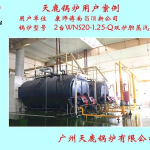 康师傅南唱顶新公司2台WNS20-1.25-Q双炉胆蒸汽锅炉